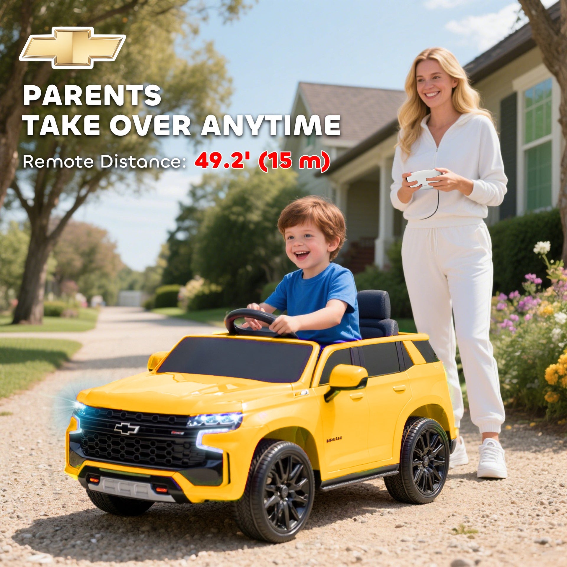 Aosom Electric Ride on Car 12V Kids Ride-on Toy, Yellow