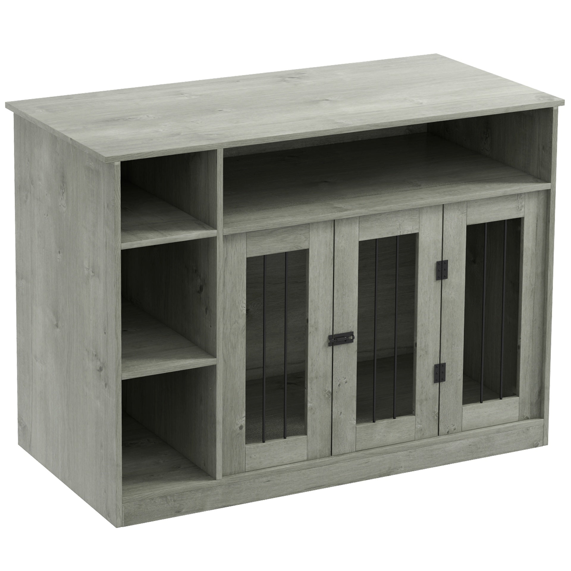 PawHut 47" Dog Crate Furniture with Storage, for Large Medium Dogs, Gray