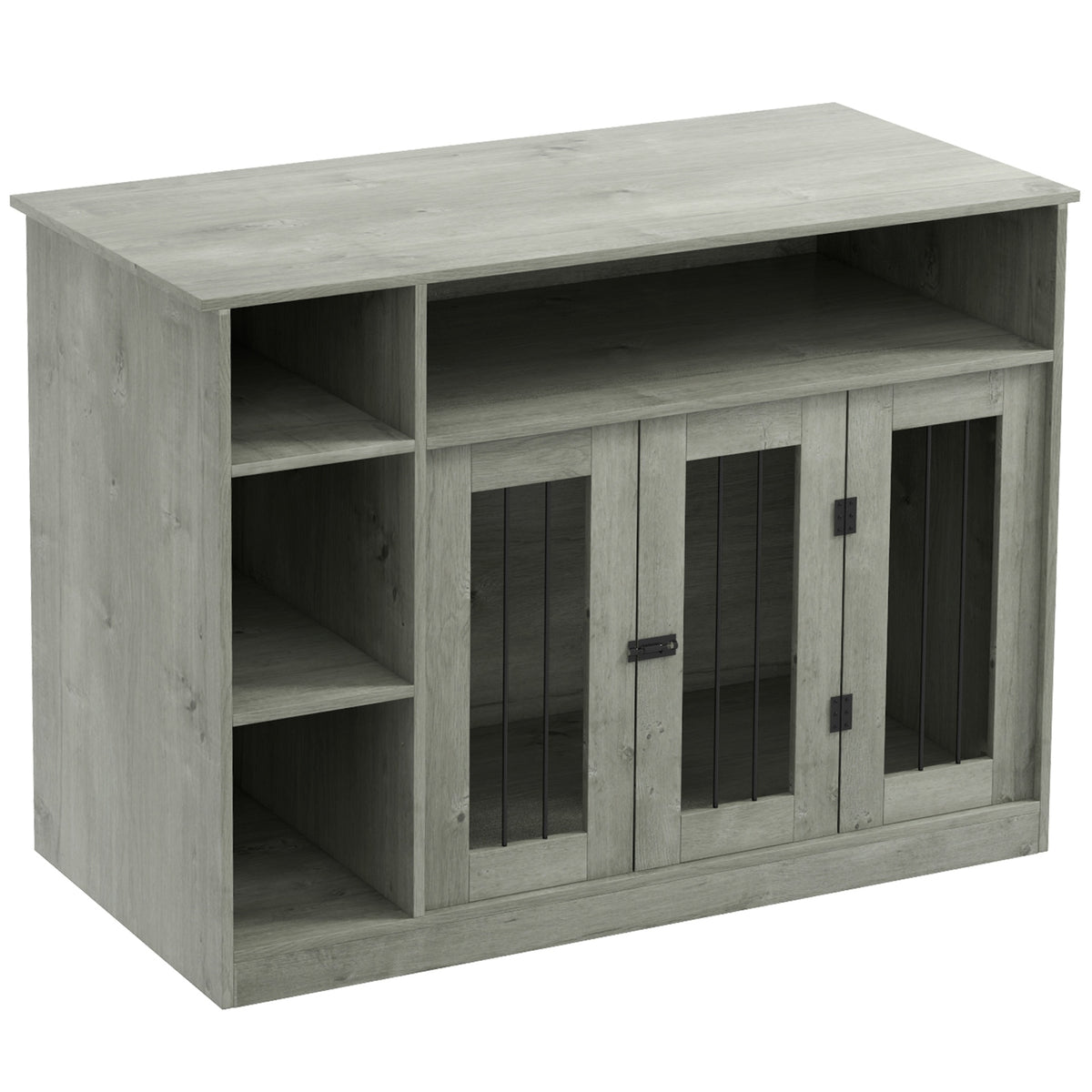 PawHut 47" Dog Crate Furniture with Storage, for Large Medium Dogs, Gray