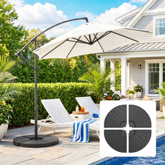Outsunny HDPE Material Patio Umbrella Base Weights Sand Filled up to 150 Lb. for Any Offset Umbrella Base | 4-Piece, Water or Sand Filled, All-Weather, Black (Round)
