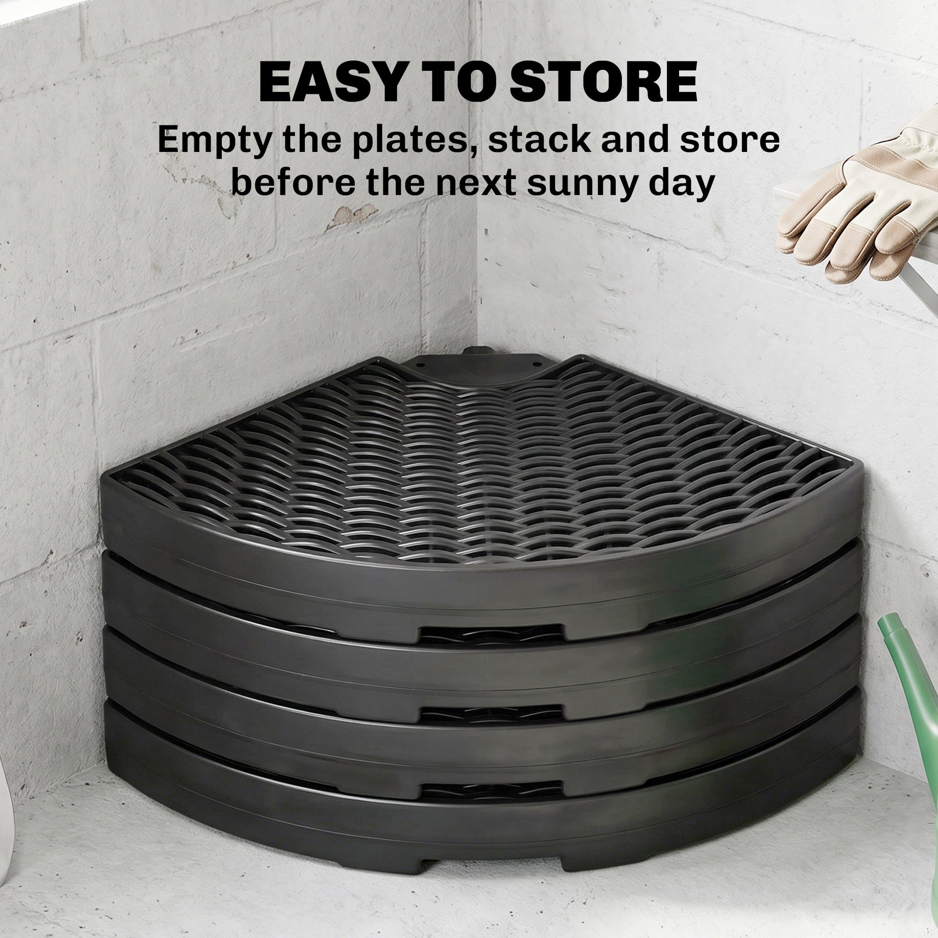 Outsunny HDPE Material Patio Umbrella Base Weights Sand Filled up to 150 Lb. for Any Offset Umbrella Base | 4-Piece, Water or Sand Filled, All-Weather, Black (Round)