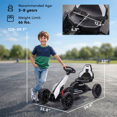 Aosom Kids Pedal Go Kart W/ Adjustable Seat, Swing Axle, White