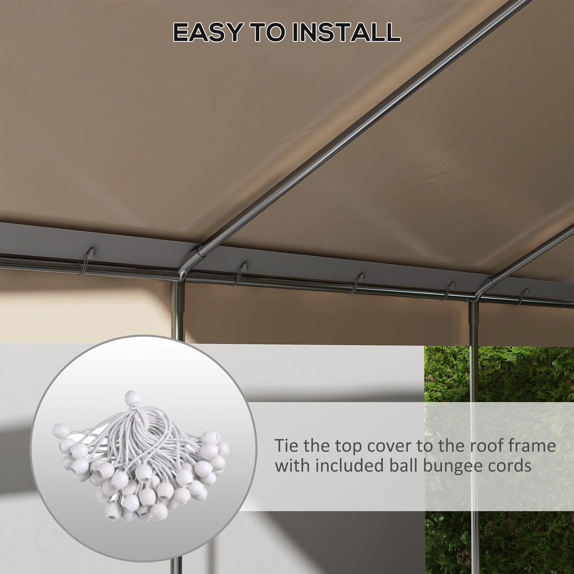 Outsunny 10 x 20ft Carport Roof, UV Resistant Canopy Replacement, Fits 84C-378V00 and 84C-206 Series, Beige