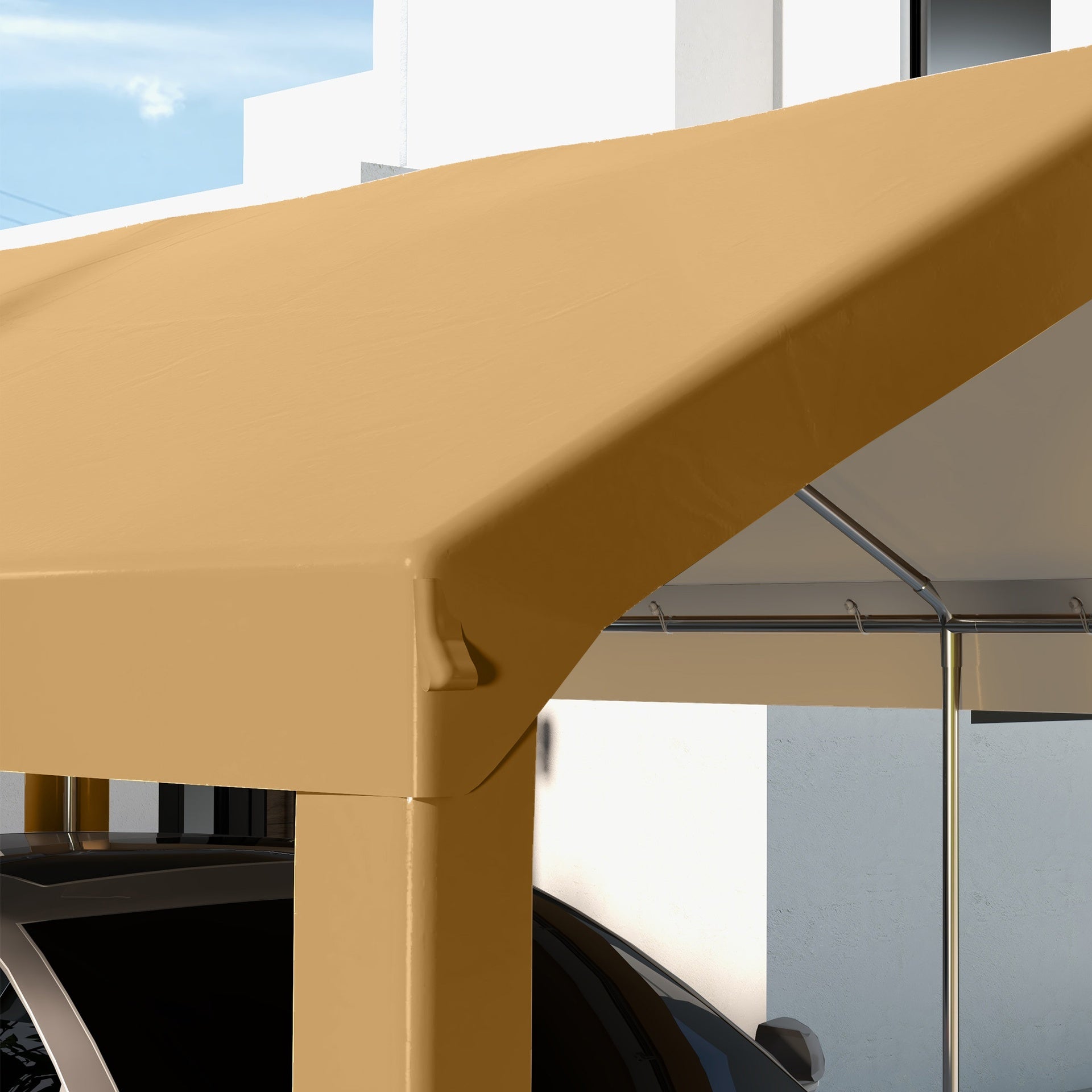 Outsunny 10 x 20ft Carport Roof, UV Resistant Canopy Replacement, Fits 84C-378V00 and 84C-206 Series, Beige