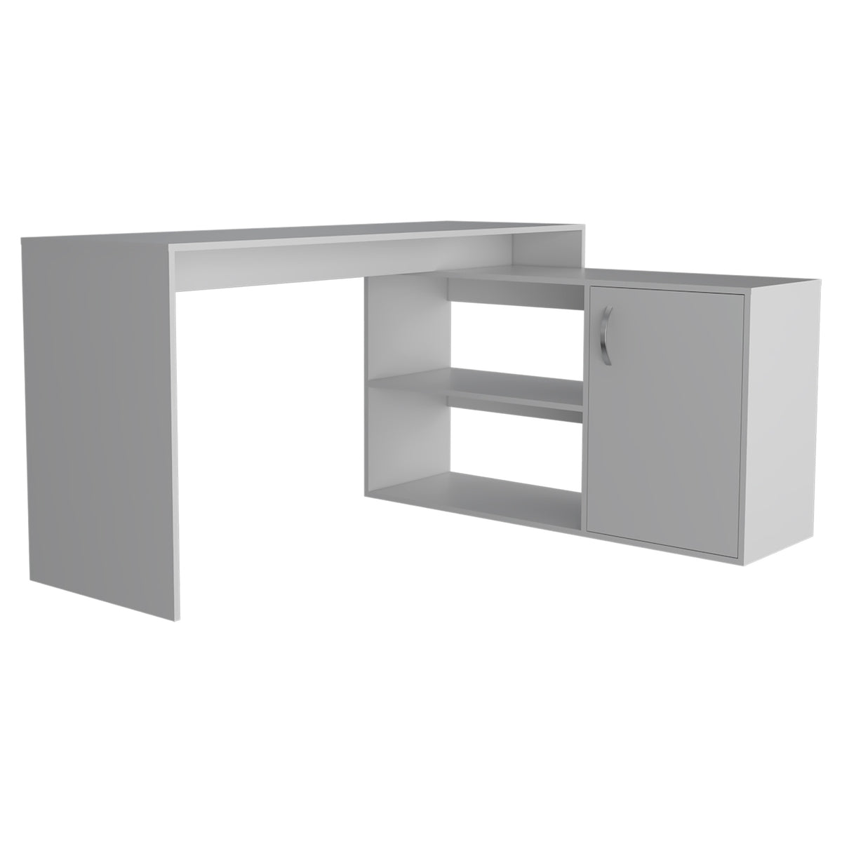 Axis Modern L-Shaped Computer Desk with Open & Closed Storage -White