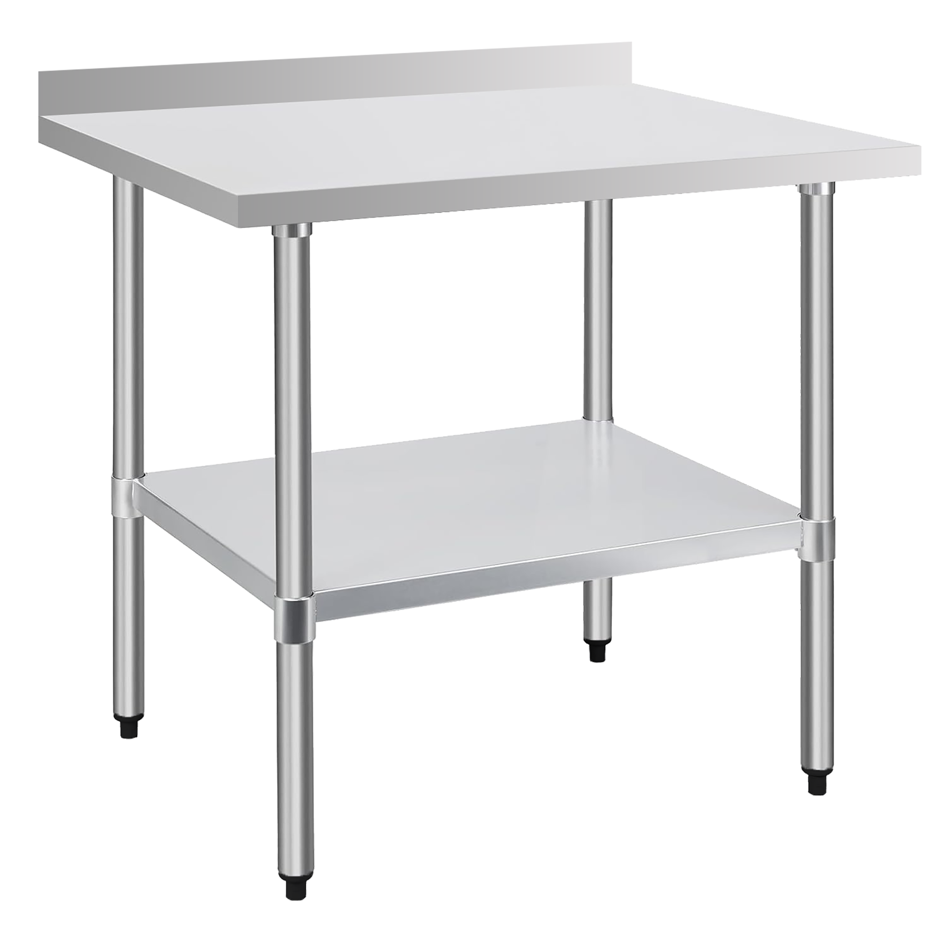 30" x 36" 18-Gauge Stainless Steel Commercial Work Table with 4" Backsplash and Undershelf