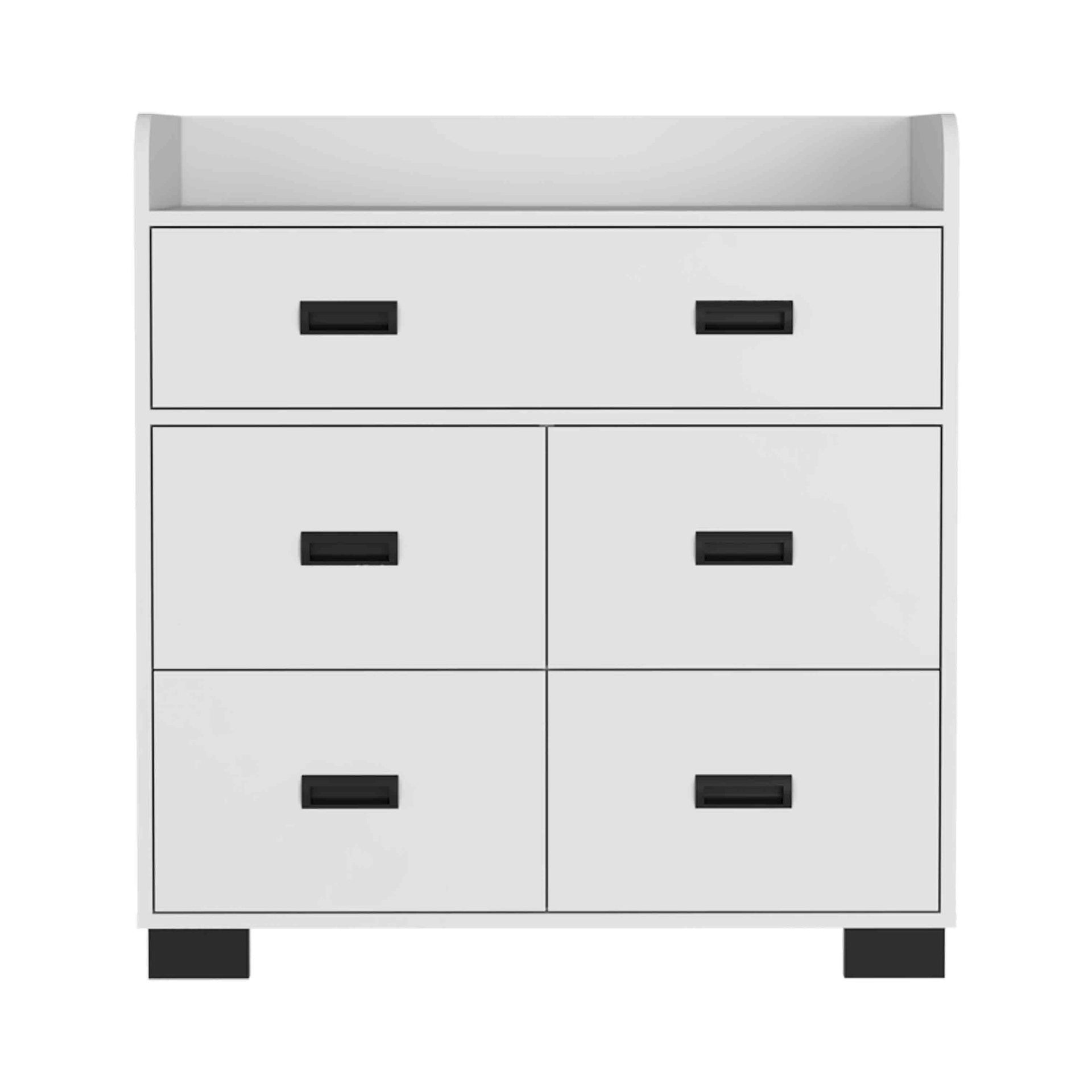 Alyn Dresser, Four Legs, Four Drawers, One Double Drawer, Superior Top -White