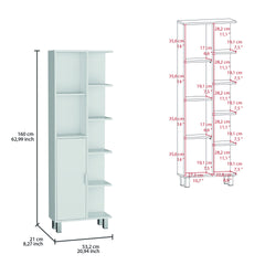 Crovie Linen 63-inch High Bathroom Cabinet Linen Storage Cabinet  with Seven Open Shelves