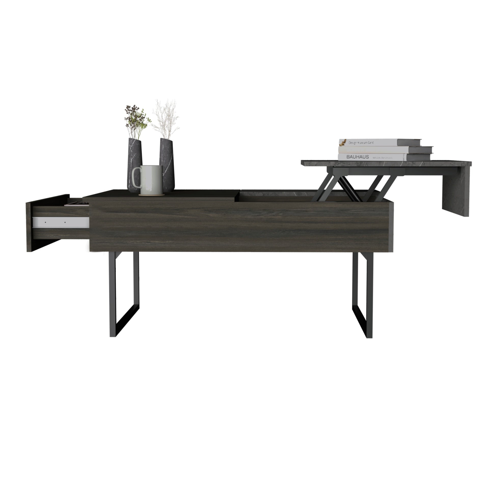 Beyond Lift Top Coffee, Two Legs, One Drawer -Espresso / Onyx