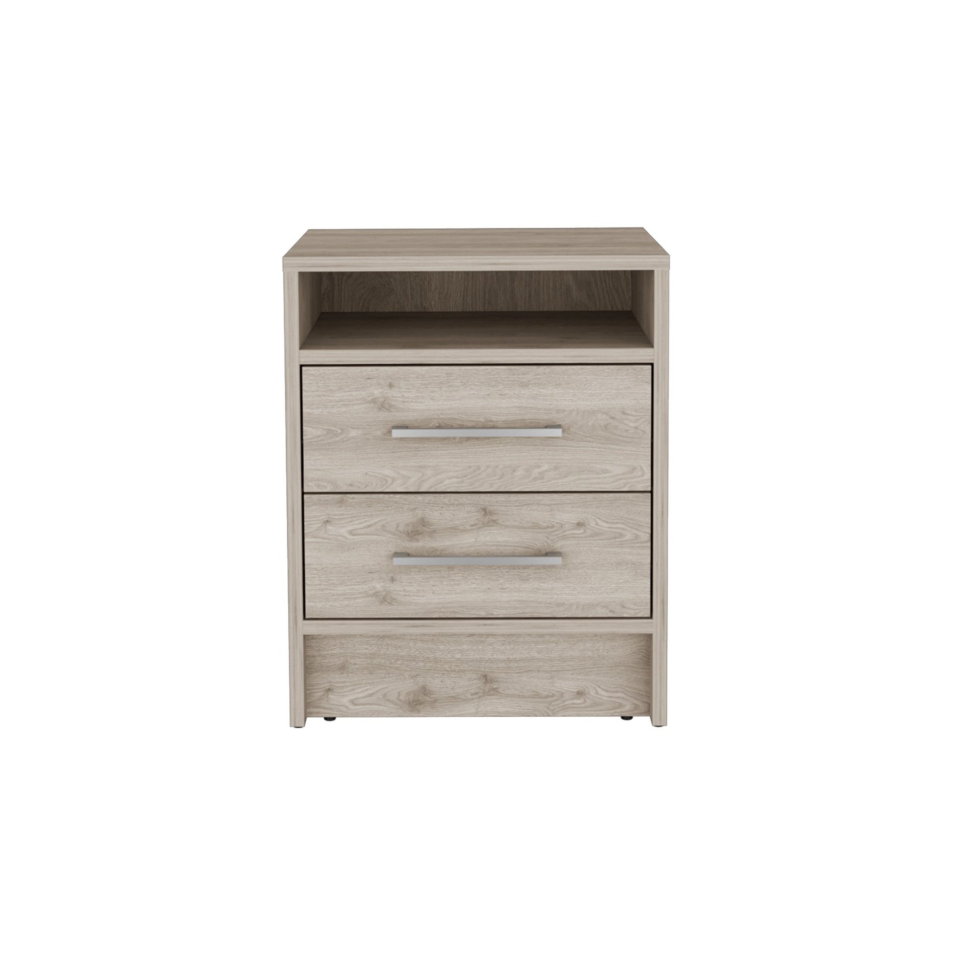 Eter Nightstand , End Table, Side Table Superior Top, Two Drawers -Light Gray