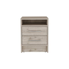 Eter Nightstand , End Table, Side Table Superior Top, Two Drawers -Light Gray
