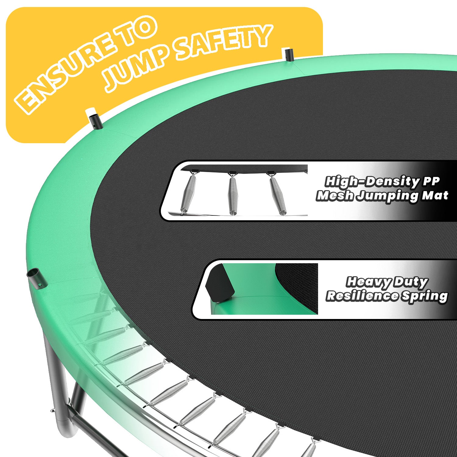 14FT Trampoline with Enclosure - Recreational Trampolines with Ladder and AntiRust Coating, ASTM Approval Outdoor Trampoline for Kids
