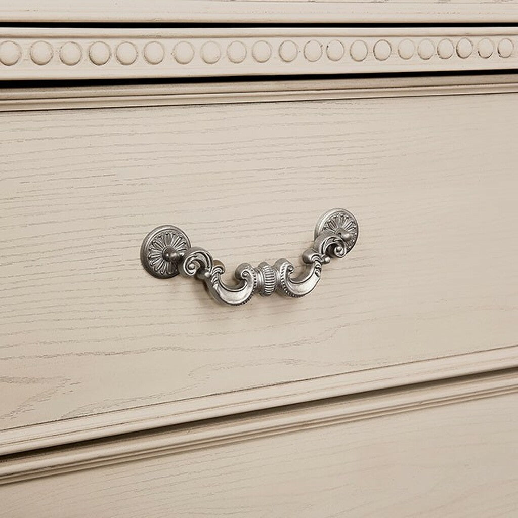 Antique white Nightstand Bedroom 1pc Nightstand Solid wood Satin Knickel Knobs and Pulls