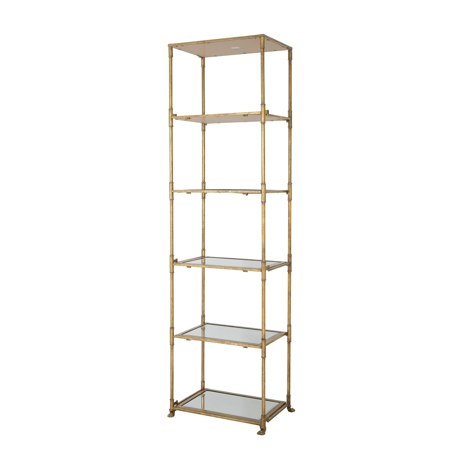 Antique Gold Six Tiered Mirrored Shelving Unit, Perisa Mirror Shelf 20x14x70.5"