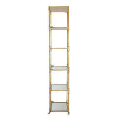 Antique Gold Six Tiered Mirrored Shelving Unit, Perisa Mirror Shelf 20x14x70.5"