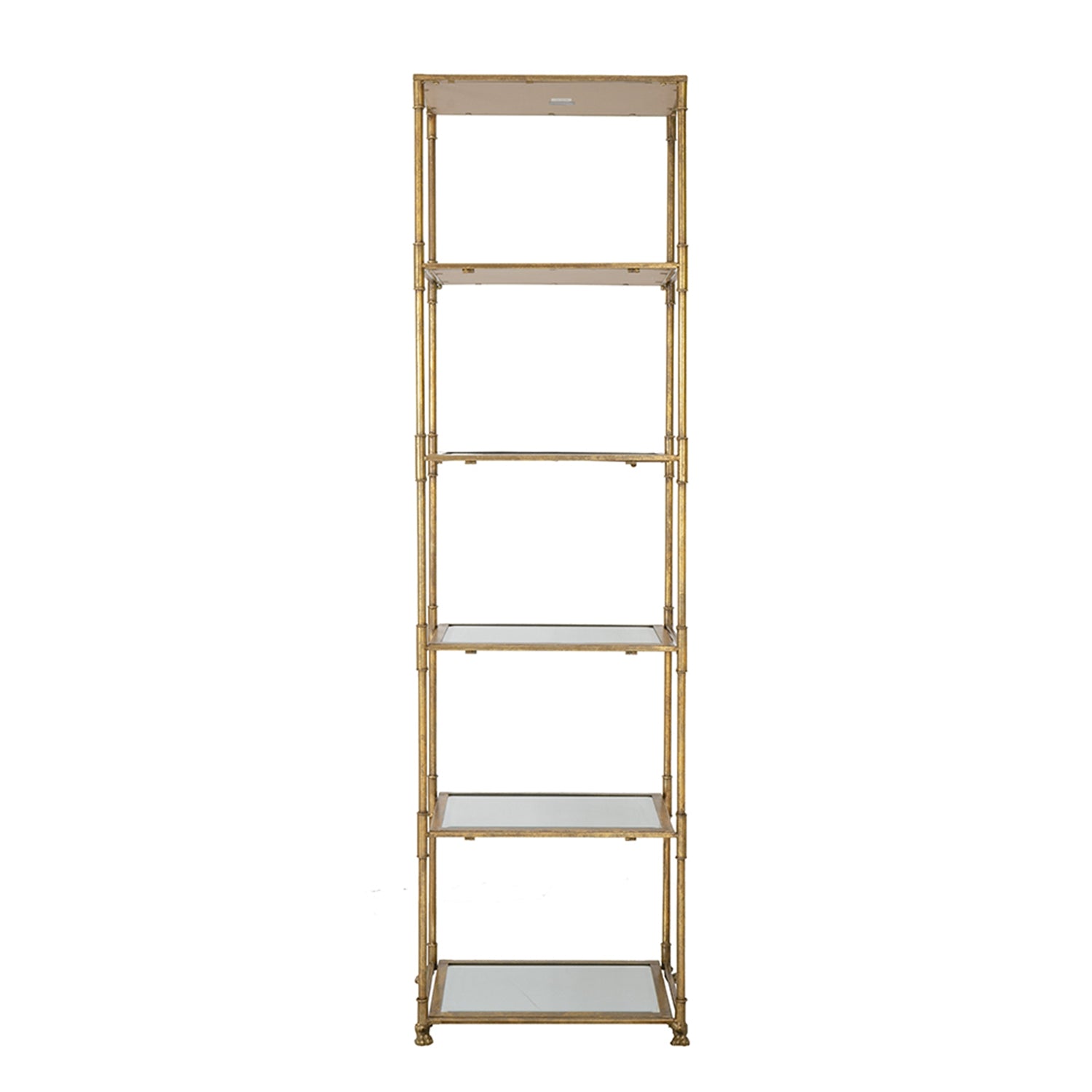 Antique Gold Six Tiered Mirrored Shelving Unit, Perisa Mirror Shelf 20x14x70.5"
