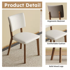 Solid wood dining chair set of 2 pieces, medieval modern wooden-legged dining chair, suitable for dining room, kitchen and living room, comfortable and durable(White + Walnut color)