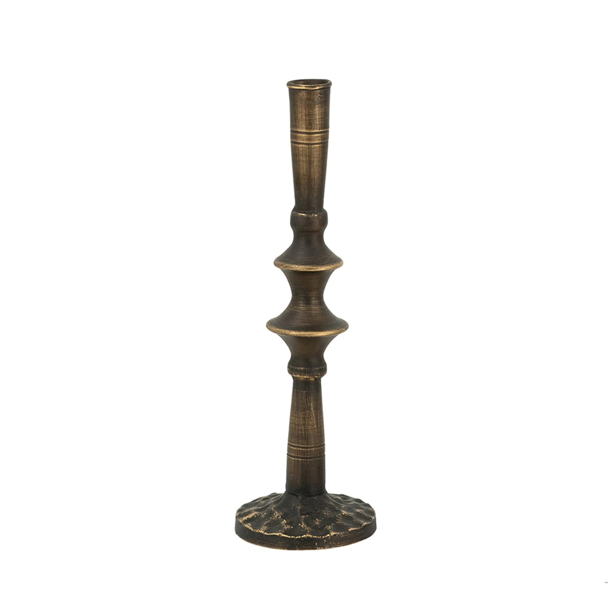Set of 2 Sculptural Black Iron Candle Holder, S: 3.9x3.9x13.8" L:3.5x3.5x11.2"