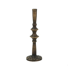 Set of 2 Sculptural Black Iron Candle Holder, S: 3.9x3.9x13.8" L:3.5x3.5x11.2"