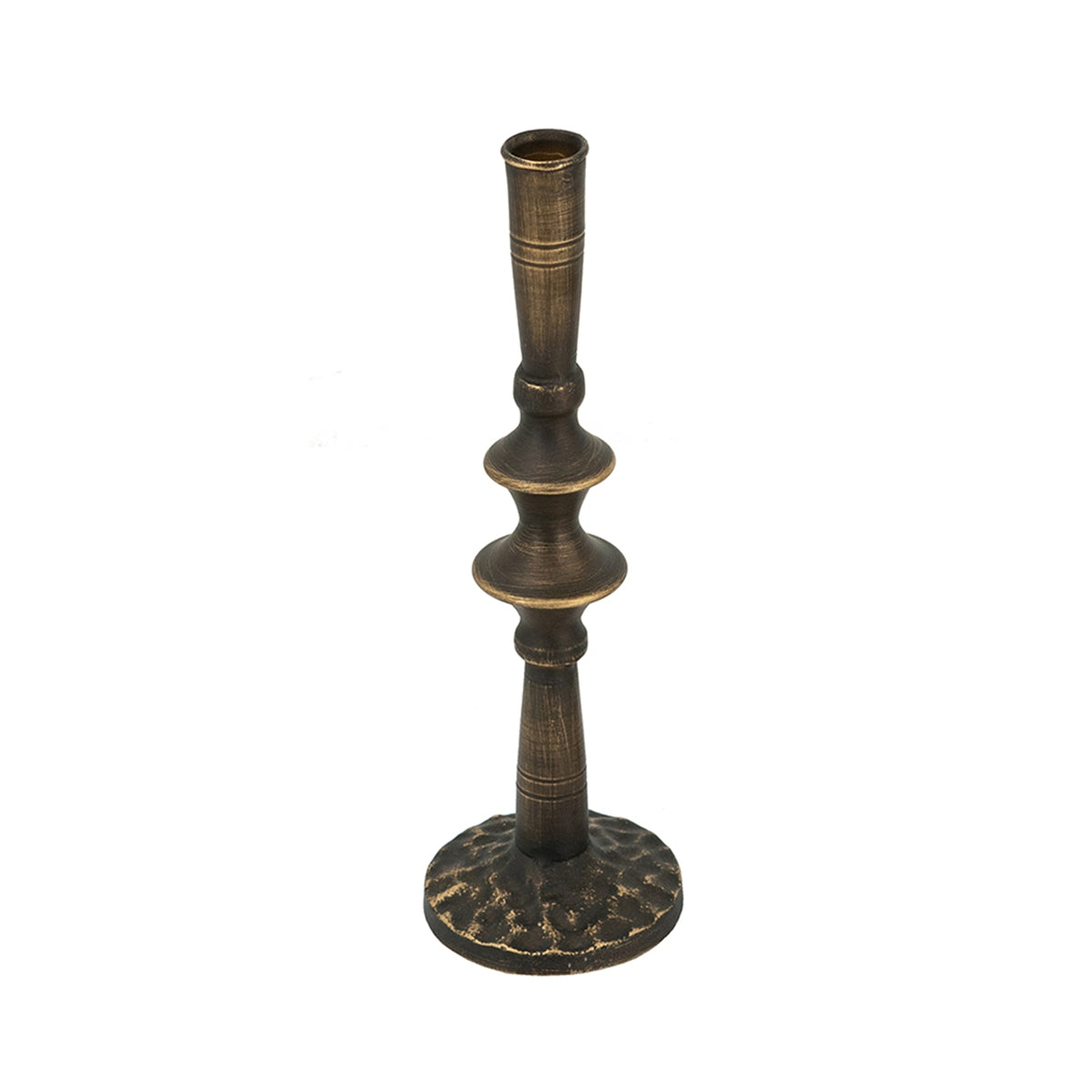Set of 2 Sculptural Black Iron Candle Holder, S: 3.9x3.9x13.8" L:3.5x3.5x11.2"
