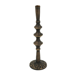 Set of 2 Sculptural Black Iron Candle Holder, S: 3.9x3.9x13.8" L:3.5x3.5x11.2"