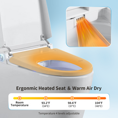 Tankless Smart Toilet With Bidet Built In, One-piece Bidet Toilet Seat, Auto Flush, Auto Open/Close,Heated Seat, Warm Water and Dry, Adjustable Temp,Remote Control Side Know