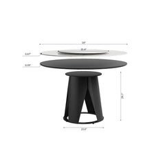 59''Modern Sintered stone dining table with 35.4" round turntable for 6-8 person with metal exquisite pedestal(only table)