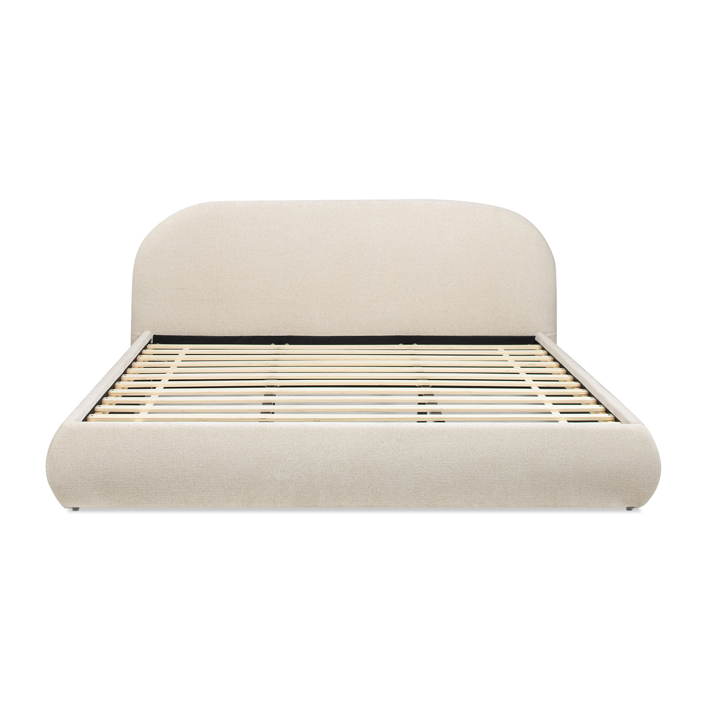 Archie Puffy Grounded Upholstered Platform Bed Oatmeal Light Beige Chenille