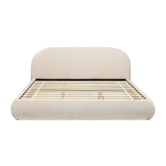 Archie Puffy Grounded Upholstered Platform Bed Oatmeal Light Beige Chenille