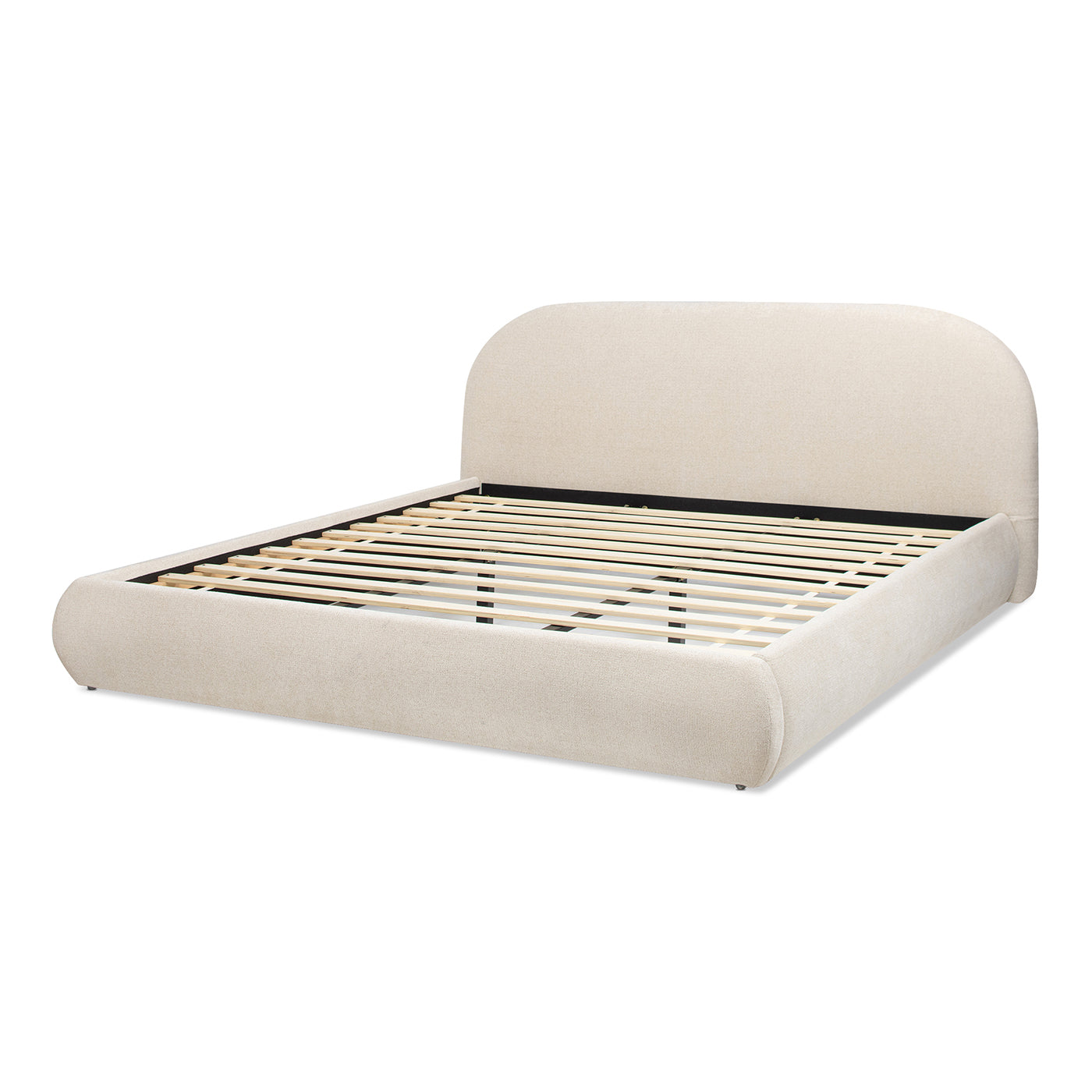 Archie Puffy Grounded Upholstered Platform Bed Oatmeal Light Beige Chenille