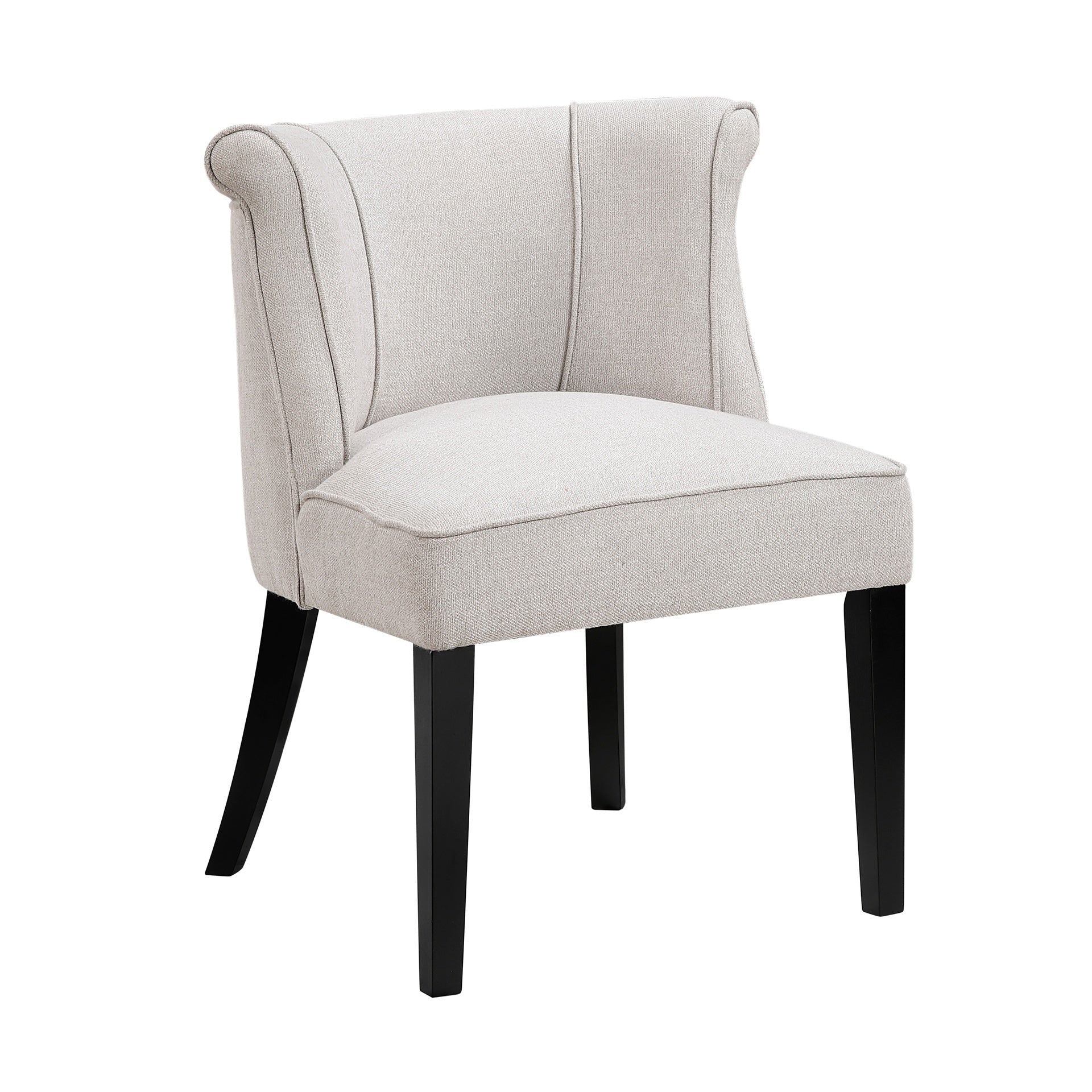 Foam Cushion Seat 1pc Accent Chair Curved Back Beige Fabric Upholstered Espresso Finish Legs Modern Home Furniture