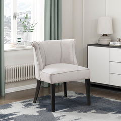 Foam Cushion Seat 1pc Accent Chair Curved Back Beige Fabric Upholstered Espresso Finish Legs Modern Home Furniture