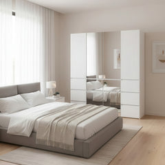 Elise Modular Wood Closet System with Mirror in White