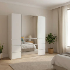 Elise Modular Wood Closet System with Mirror in White