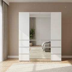 Elise Modular Wood Closet System with Mirror in White