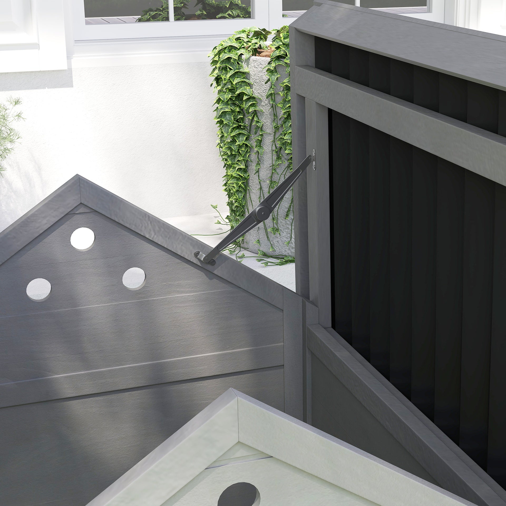 PawHut Duck Coop, Wooden Duck House with Openable Roof & Double Doors, Light Gray