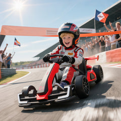 Aosom 24V 7.5 MPH Electric Go Kart with Adjustable Seat, Slow Start, Red