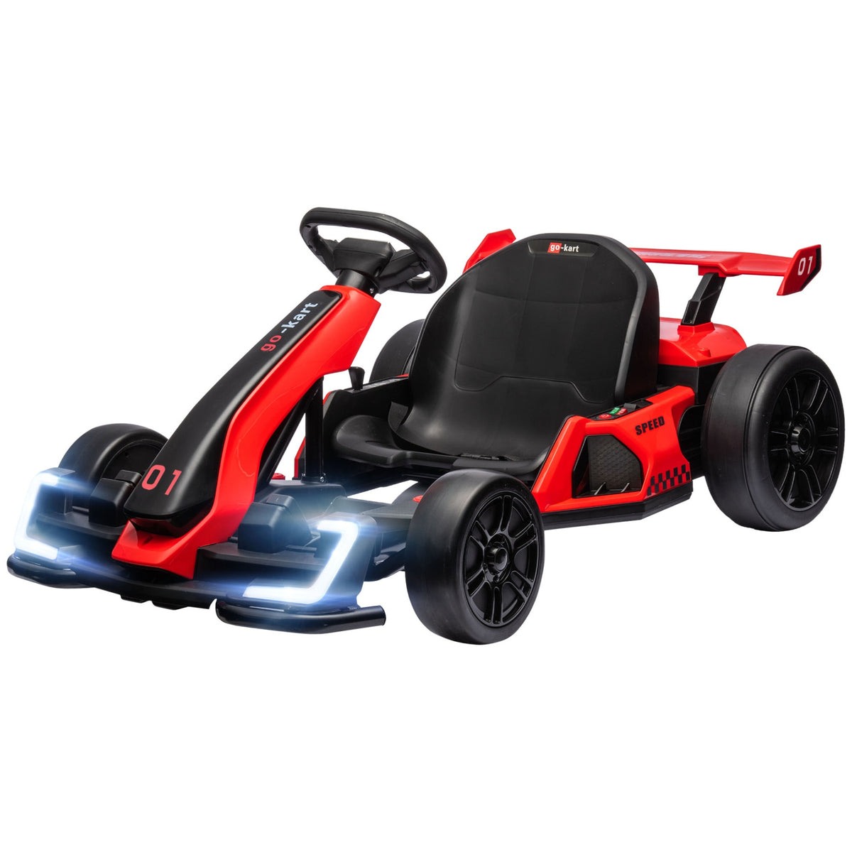 Aosom 24V 7.5 MPH Electric Go Kart with Adjustable Seat, Slow Start, Red