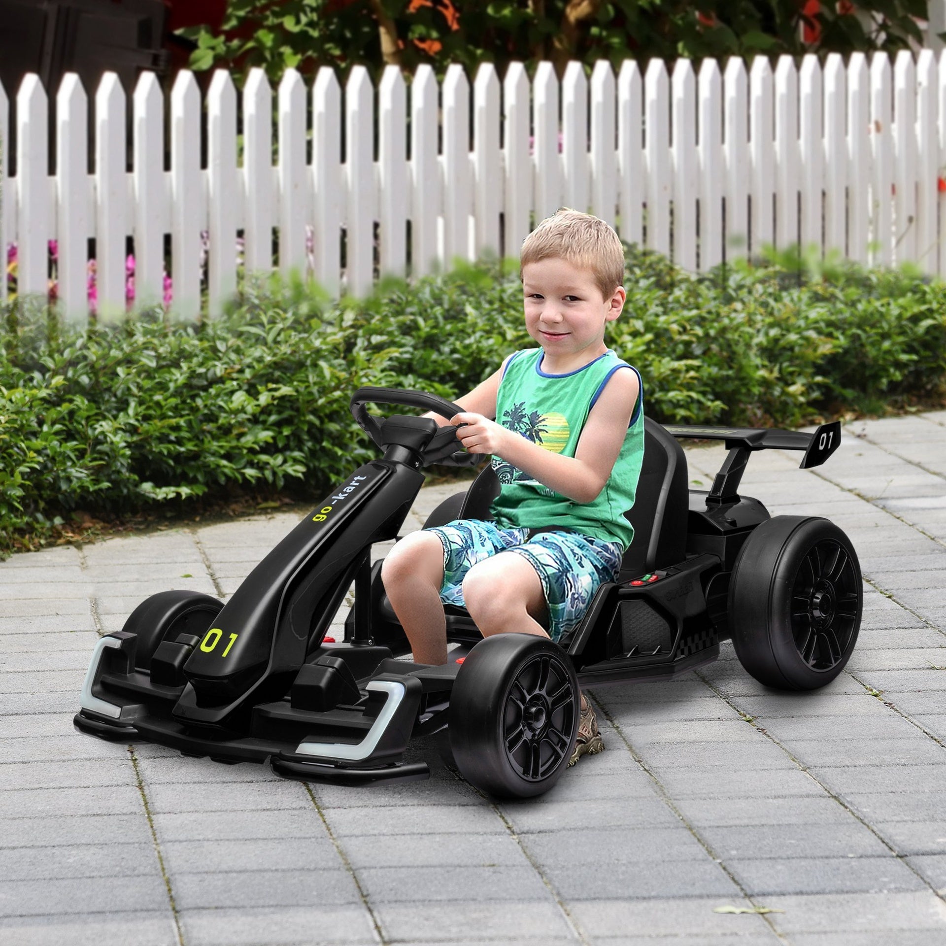 Aosom 24V 7.5 MPH Electric Go Kart with Adjustable Seat, Slow Start, Black