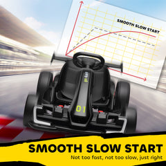 Aosom 24V 7.5 MPH Electric Go Kart with Adjustable Seat, Slow Start, Black