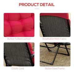 Outsunny Padded Zero Gravity Chair, Folding Recliner Chair with Cup Holder Cushion, Red