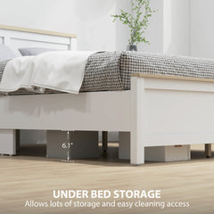 HOMCOM Full Bed Frame with Headboard, Modern Platform Bed Frame with Wooden Slats, No Box Spring Needed, Easy Assembly, White
