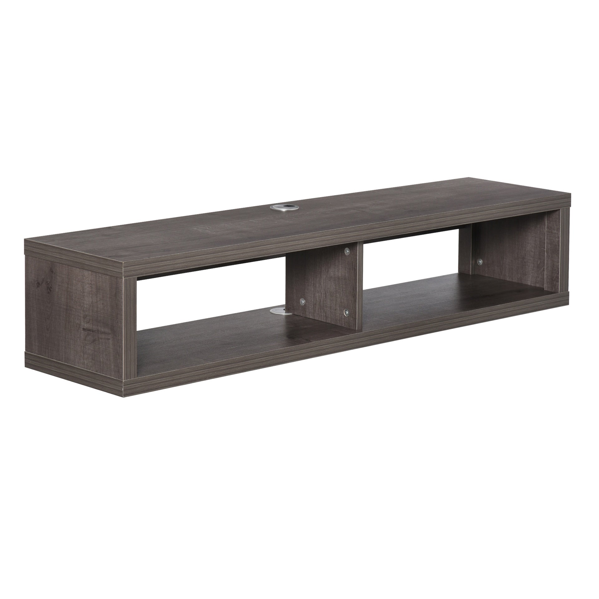 HOMCOM Wall Mounted TV Stand, Media Console Floating Storage Shelf for Living Room or Home Office, Dark Grey