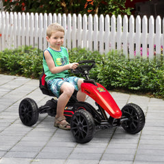 Aosom Kids Pedal Go Kart w/ Swing Axle, Shock-Absorbing Wheels, Red