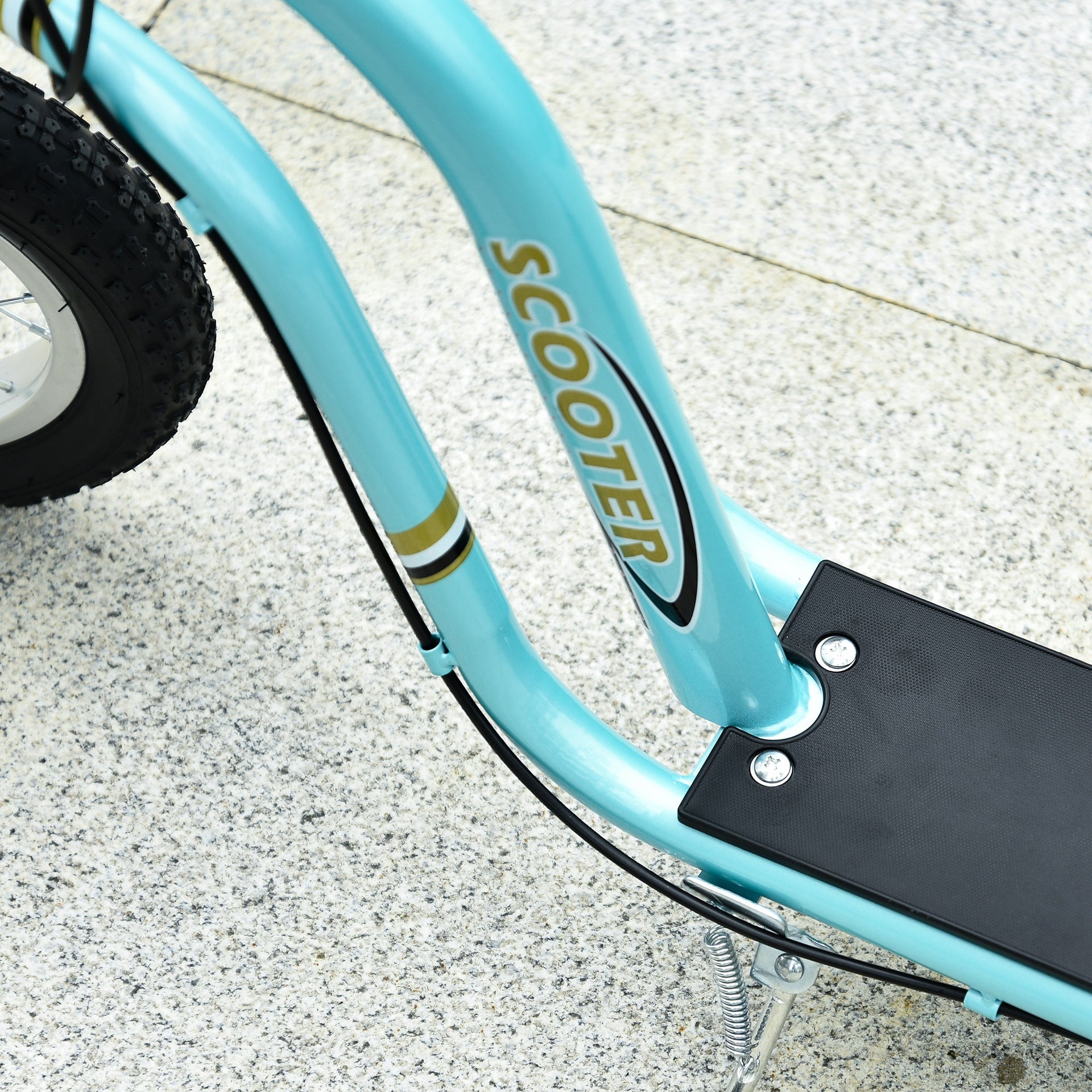Aosom Youth Scooter Front and Rear Caliper Dual Brakes 12-Inch Inflatable Front Wheel Ride On Toy For Age 5+ - Blue