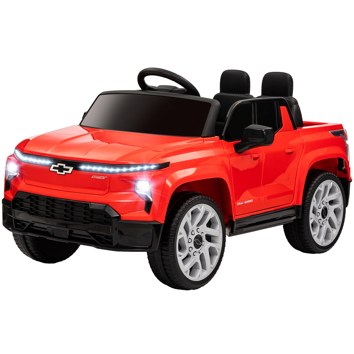 Qaba 12V Chevrolet Silverado EV RST Licensed Kids Electric Car with Parent Remote Control, Spring Suspension, Red