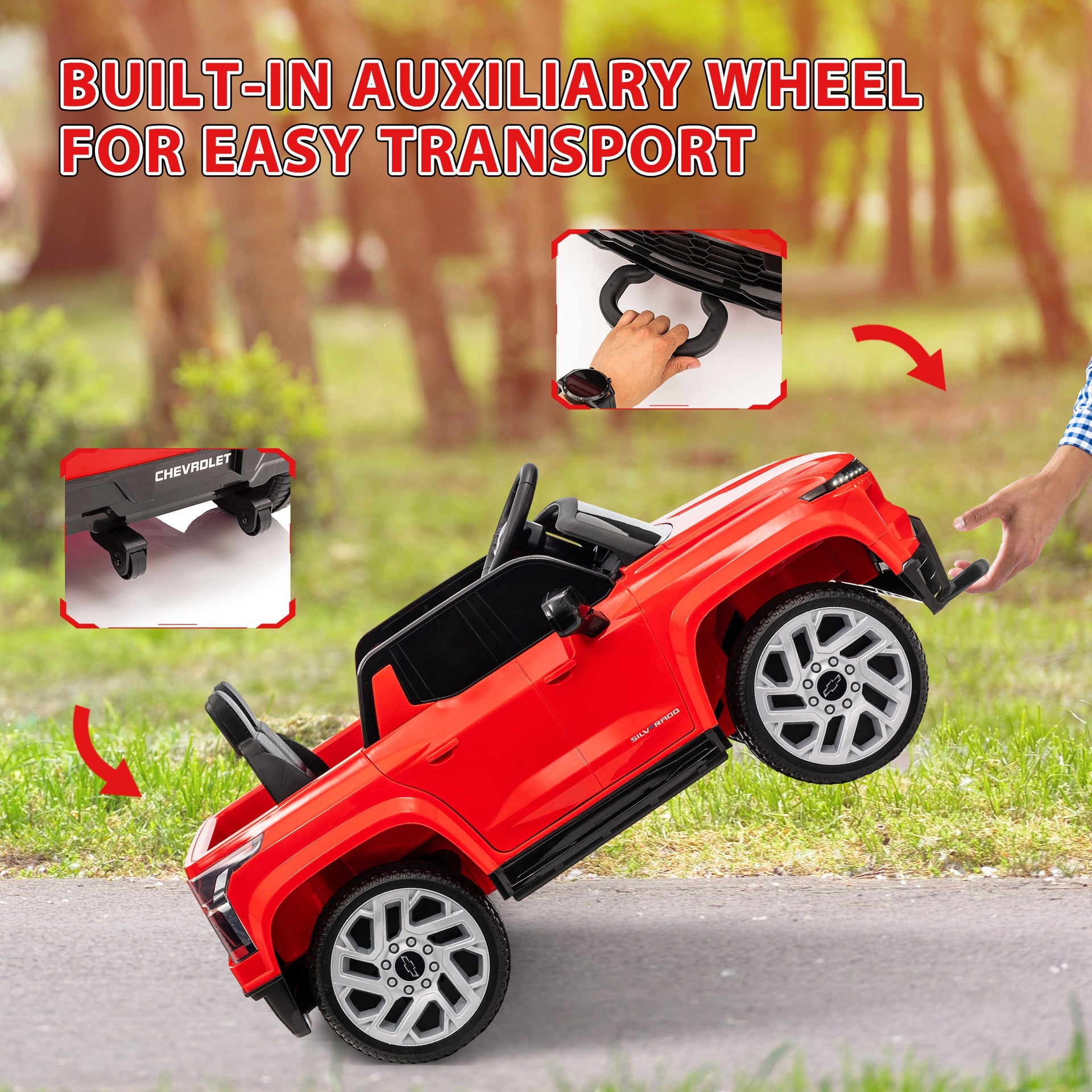 Qaba 12V Chevrolet Silverado EV RST Licensed Kids Electric Car with Parent Remote Control, Spring Suspension, Red