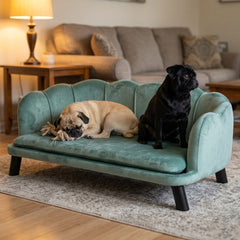 PawHut Pearl Design Pet Sofa for Medium and Large Sized Dogs, Pet Bed with Cushion and Solid Wood Legs, Green