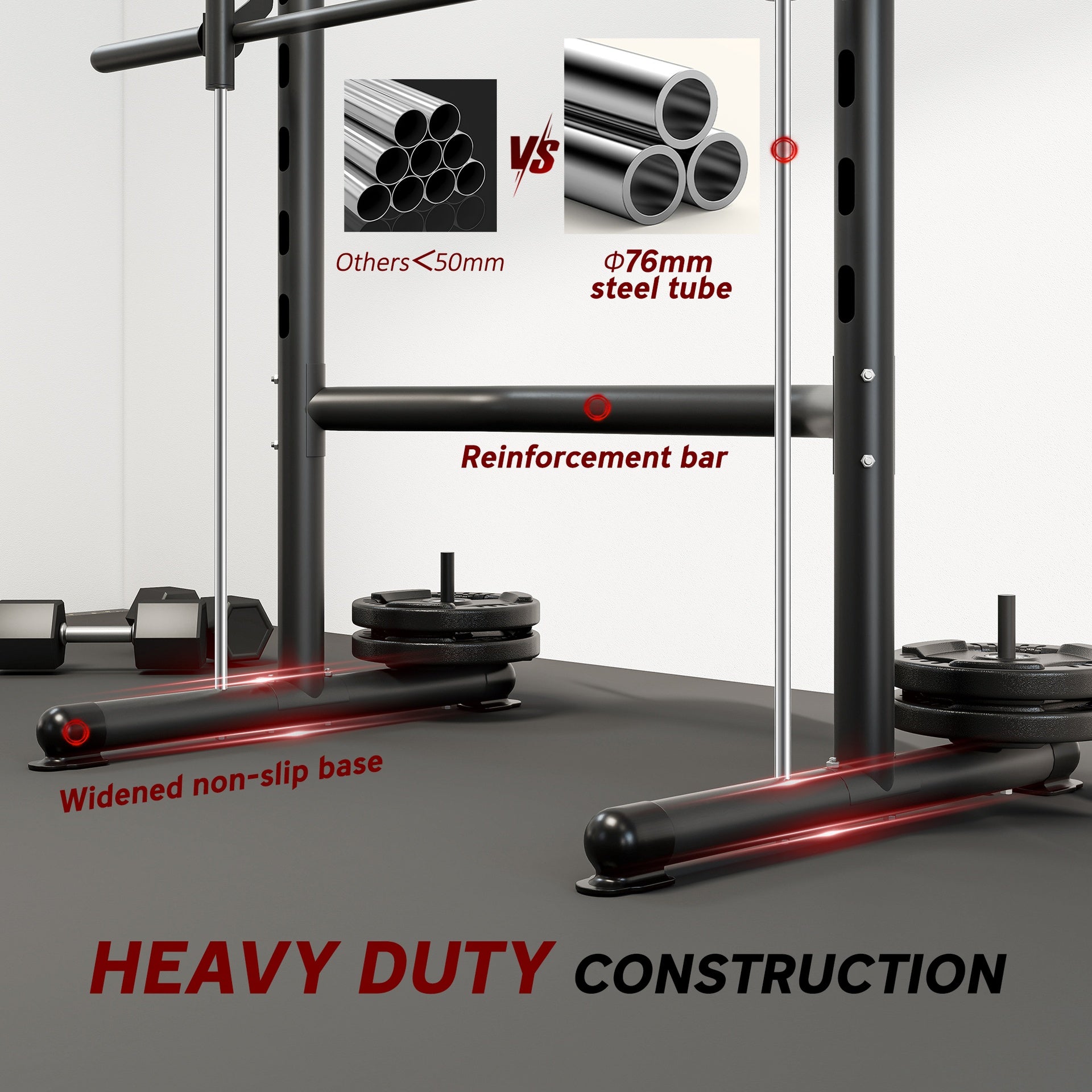 Soozier Squat Rack with Pull Up Bar and Barbell Bar Adjustable Bench Press Multi-Function Weight Lifting Half Rack Black