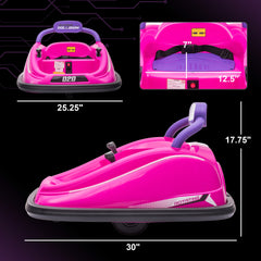 Aosom 12V Kids Bumper Car Twins Motor with Parent Remote Control, Safety Belt, Lights, 360° Rotation, Pink
